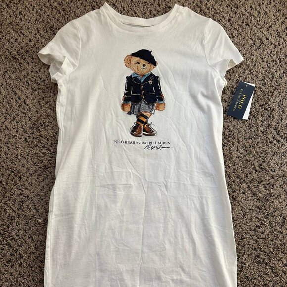 Polo Ralph Lauren Other - Polo Ralph Lauren Girls Polo Bear T Shirt Dress | L 12 to 14 | White